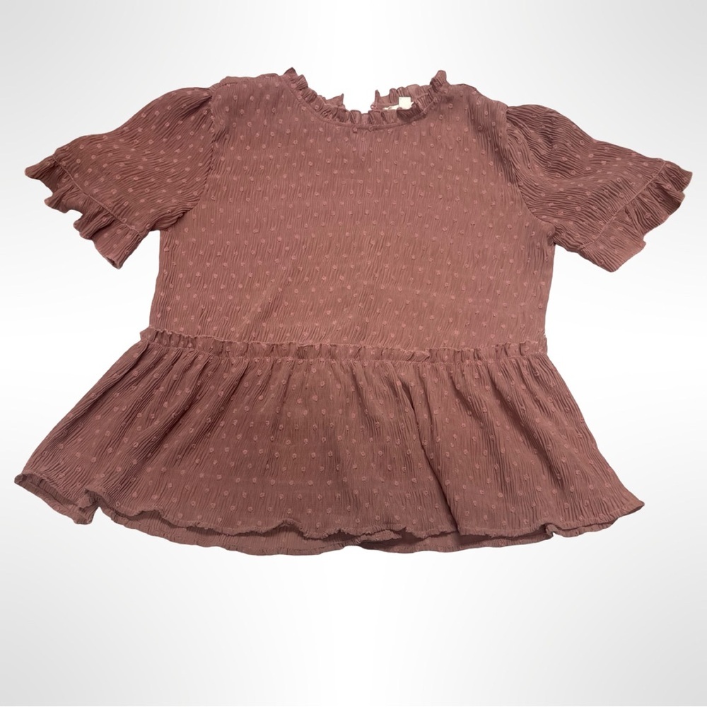 Blu Pepper‎ By  Anthropologie Pink Textured Blouse Boho Size Small